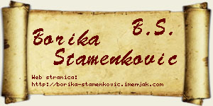 Borika Stamenković vizit kartica